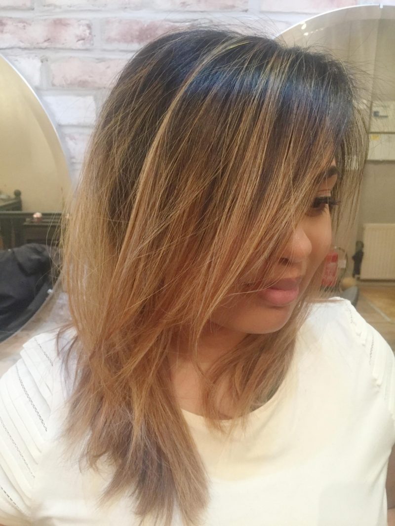balayage blonde highlights at glofulham